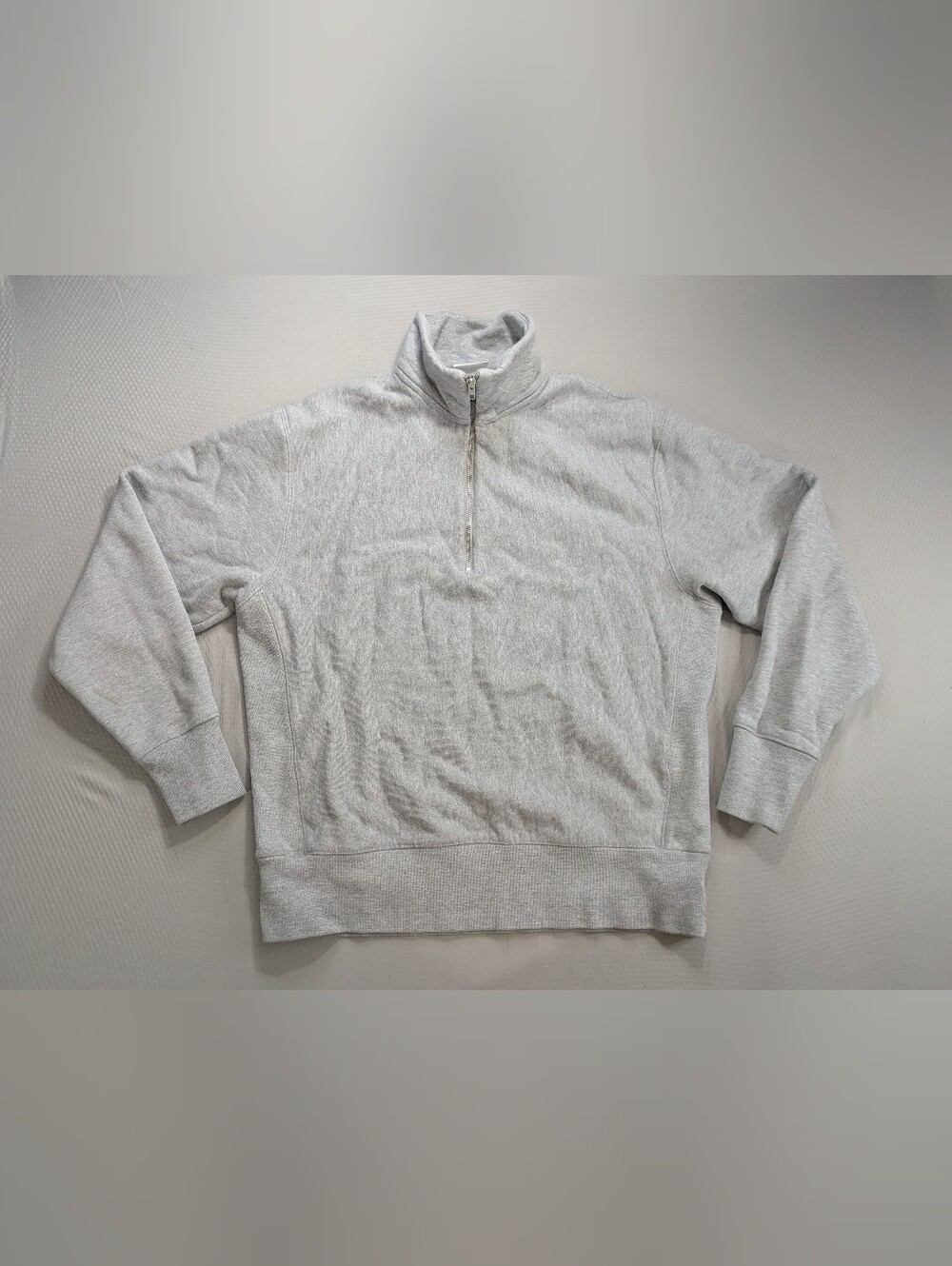 POWER GOODS SUPER WEIGHT QUARTER ZIP HEATHER GREY 16 oz COTTON